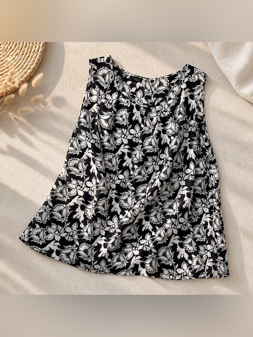 Talbots 22WP Floral Print Silk Sleeveless Blouse